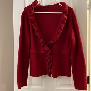 Ruffled Sweater Jacket with clasp closure